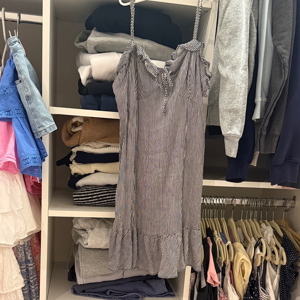 Free People Le Fleur Sleeveless Ruffle Hem Stripe Mini Dress